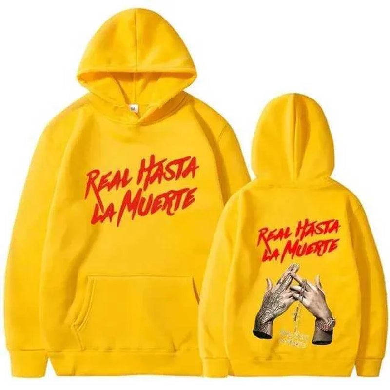 Men'S Hoodies Sweatshirts Autumn Flce Mens Hoodie Anuel AA Real Hasta La Muerte Print Sweatshirt T-Shirt Rapper Loose Pull off Casual Hoodie Top L2605298WO0