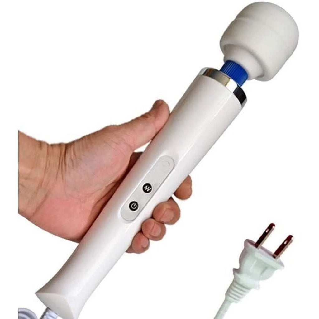 Chainplus Wired Powerful Handheld Wand Massager with 10 Pulse Settings, Personal Total Body Therapy Massager Wand for Sports Recovery, Muscle Aches, Body Pain (White)