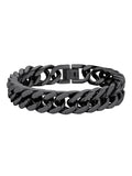 12Mm Cuban Chains Bracelets for Men Black Chunky Stainless Steel Franco Link Bracelet Father Day Hand Bracelet Jewelry Birthday Valentine Graduation Gifts 7.5 Inch