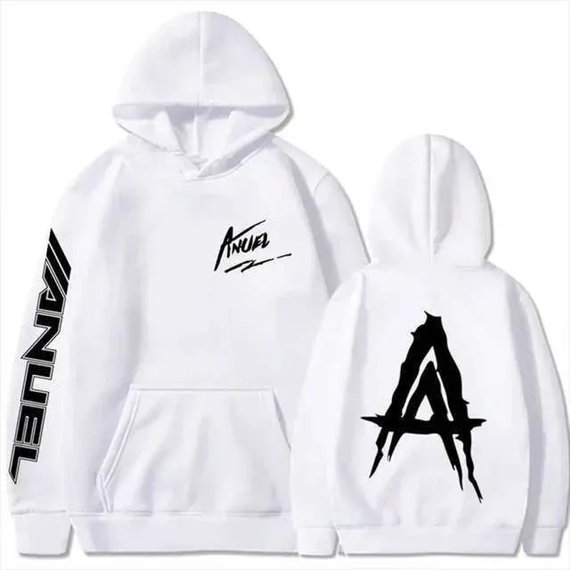 Men'S Hoodies Sweatshirts Autumn Flce Mens Hoodie Anuel AA Real Hasta La Muerte Print Sweatshirt T-Shirt Rapper Loose Pull off Casual Hoodie Top L2605298WO0