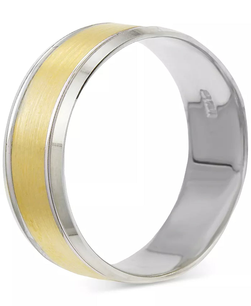 Men'S Textured & Smooth Band in 14K Two-Tone Gold