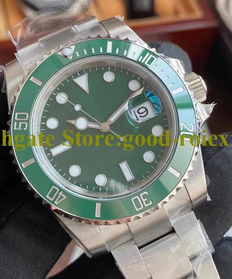 Mens Blue Black Green Ceramic Bezel Watch Automatic Cal.3135 Watches Men Dive Sport 904L Stainless Steel 3130 Yellow Gold VSF Wristwatches Diver'S 28800 Vph/Hz