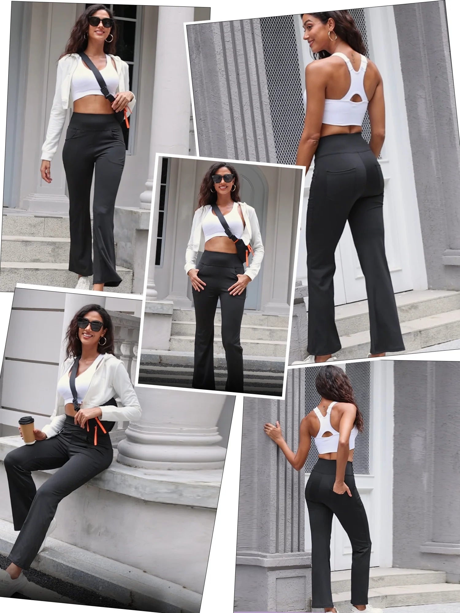 Womens Bootcut Yoga Pants Flare Legging with Pockets High Waist Lightweight Bottoms Workout Activewear Black M