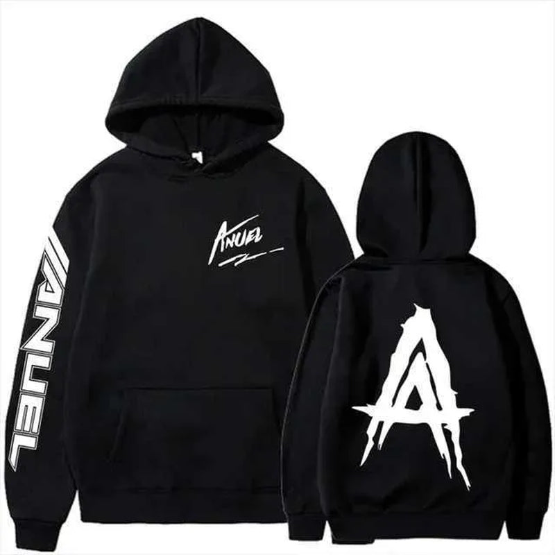 Men'S Hoodies Sweatshirts Autumn Flce Mens Hoodie Anuel AA Real Hasta La Muerte Print Sweatshirt T-Shirt Rapper Loose Pull off Casual Hoodie Top L2605298WO0