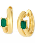 Emerald (1 Ct. T.W.) Hoop Earrings in 14K Honey Gold