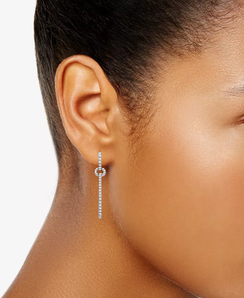 Diamond Elongated Loop in & Out Drop Earrings (2 Ct. T.W.) in 14K White Gold