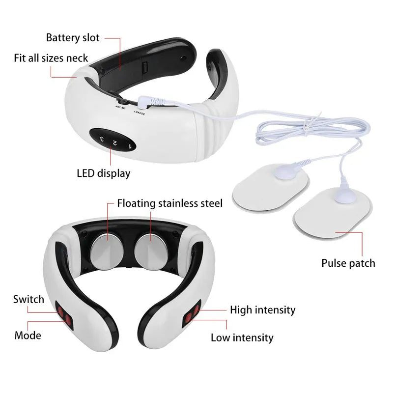 Electric Pulse Back and Neck Massager Far Infrared Heating Pain Relief Tool Health Care Relaxation
