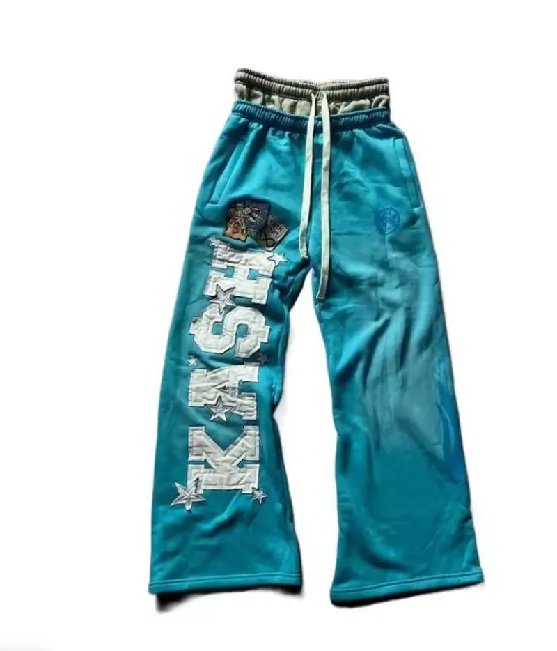 Men'S Pants American Sweatpants Y2K Men Gothic Hip Hop Letter Patch Retro Double Layer Design Baggy Elastic Waist Jogging Casual Hip Hop Sportswear