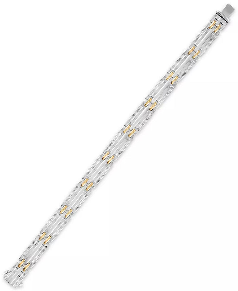 Men'S 1/5 Carat Diamond 8 1/2" Bracelet in 10K Gold and Sterling Silver