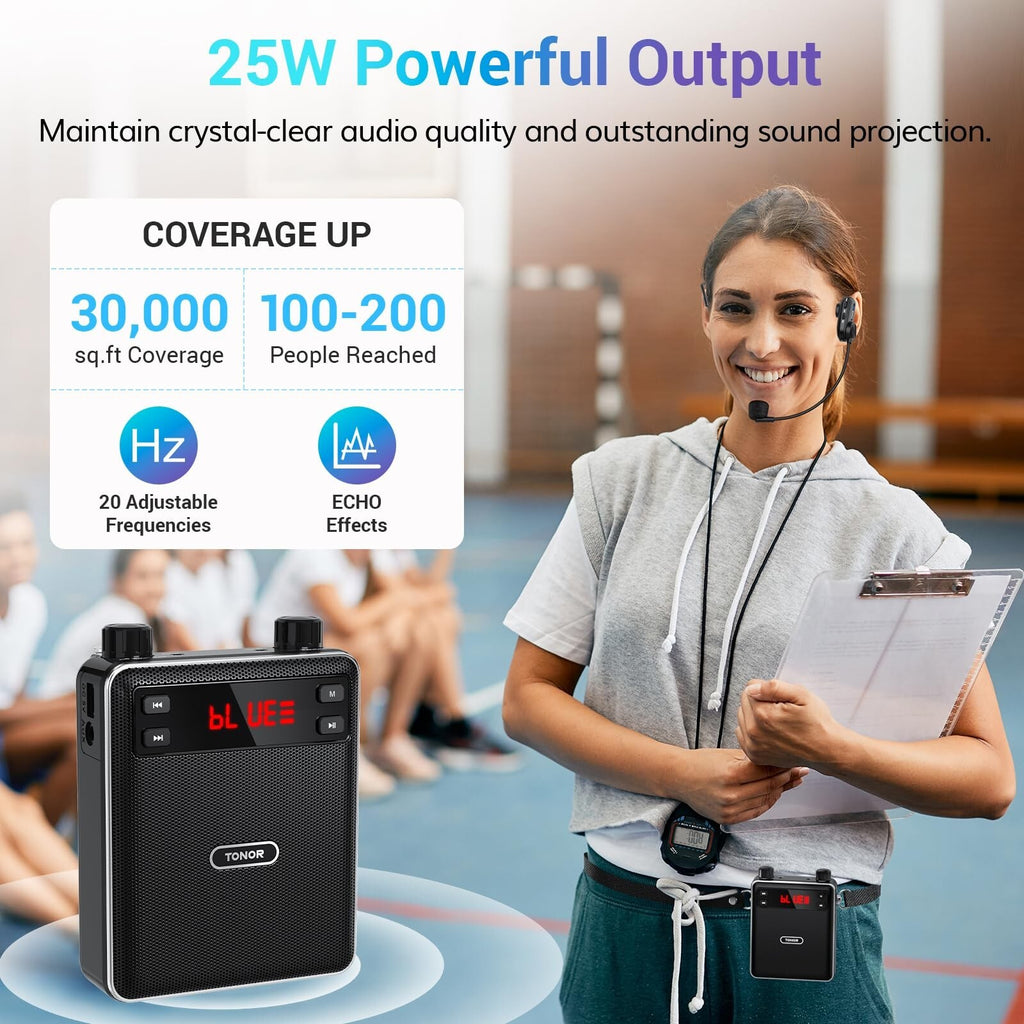 TONOR Voice Amplifier Wireless Microphone 25W, Portable Voice Amplifier for T...