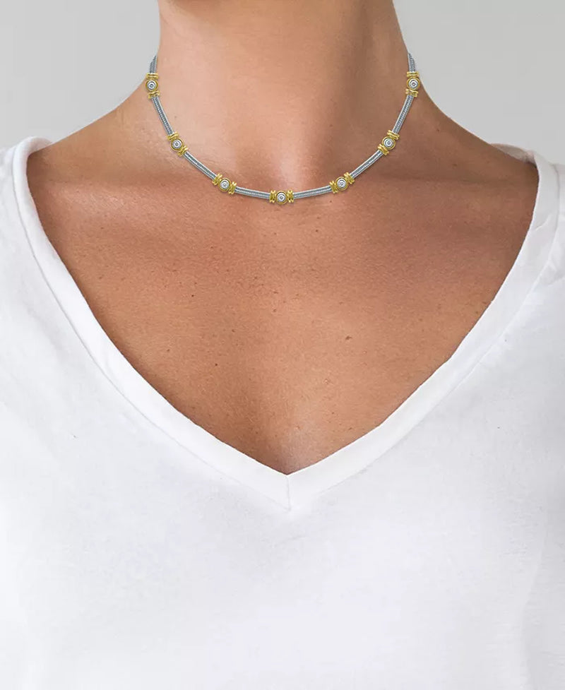Diamond Necklace (1 Ct. T.W.) in 14K White & Yellow Gold