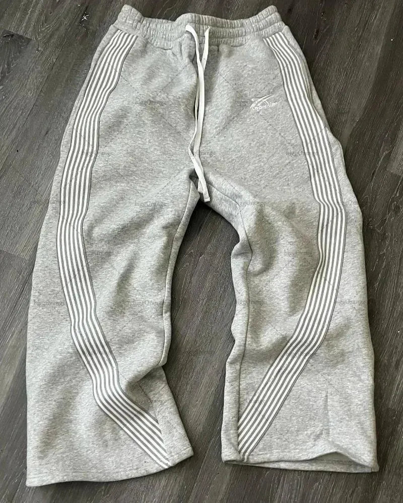 Men'S Pants American Sweatpants Y2K Men Gothic Hip Hop Letter Patch Retro Double Layer Design Baggy Elastic Waist Jogging Casual Hip Hop Sportswear