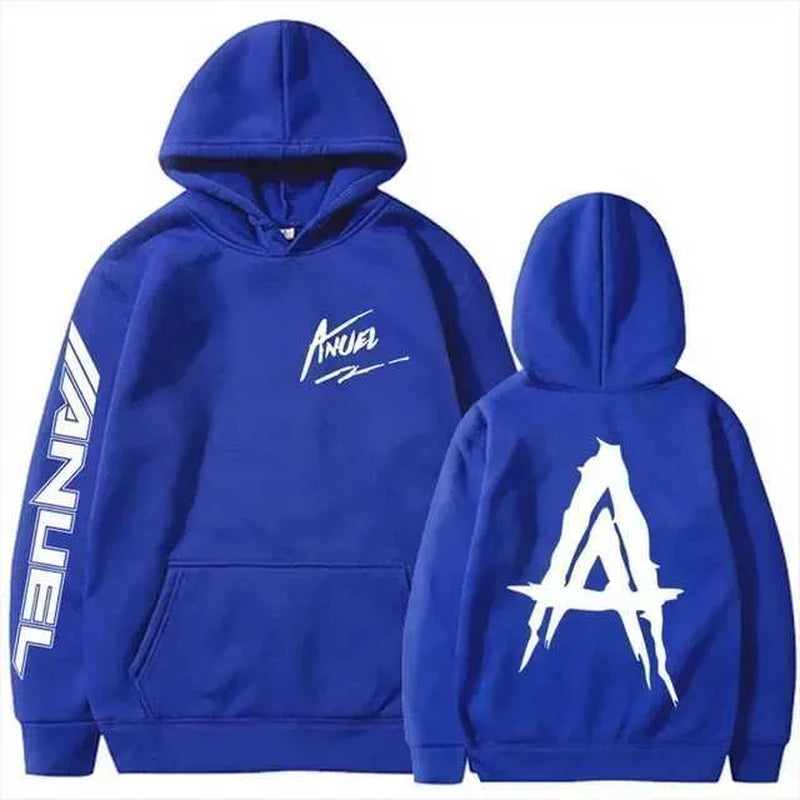 Men'S Hoodies Sweatshirts Autumn Flce Mens Hoodie Anuel AA Real Hasta La Muerte Print Sweatshirt T-Shirt Rapper Loose Pull off Casual Hoodie Top L2605298WO0