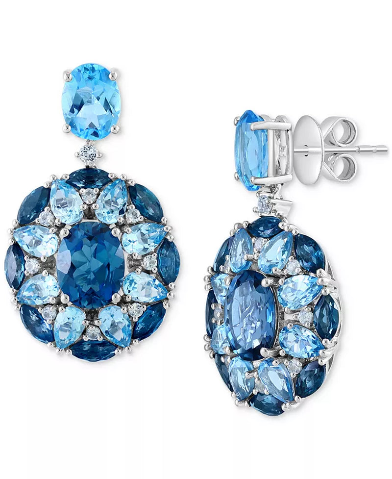EFFY® Multi-Topaz Cluster Drop Earrings (15-1/10 Ct. T.W.) in Sterling Silver