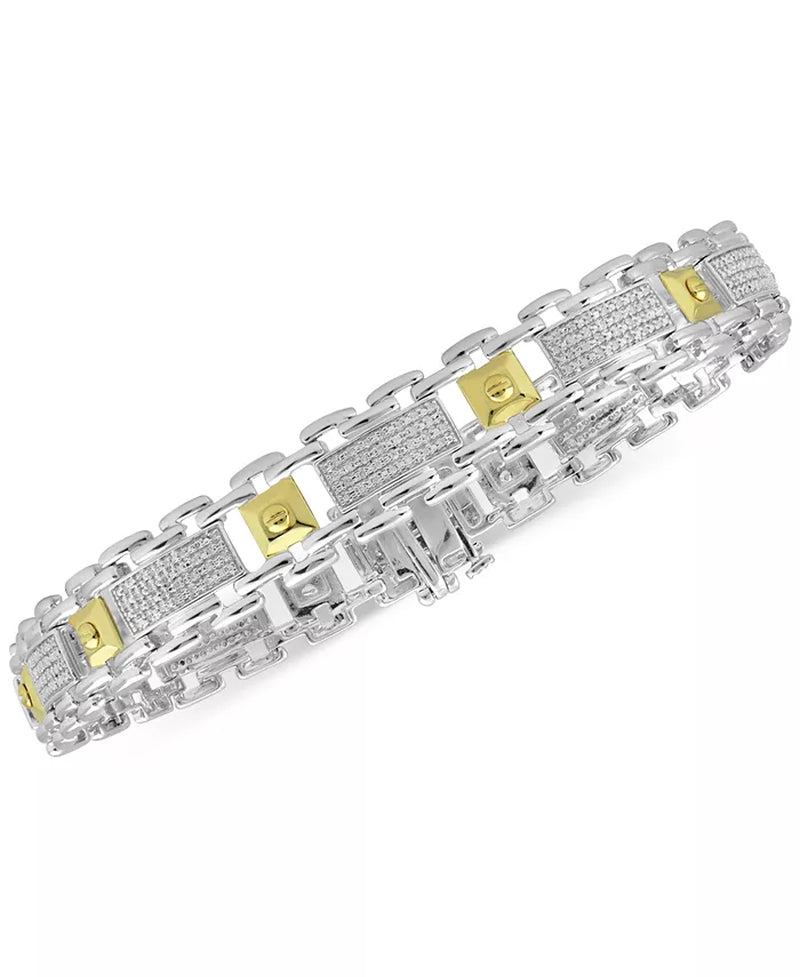 Men'S Diamond Two-Tone Bracelet (1/2 Ct. T.W.) in Sterling Silver & 18K Gold-Plate