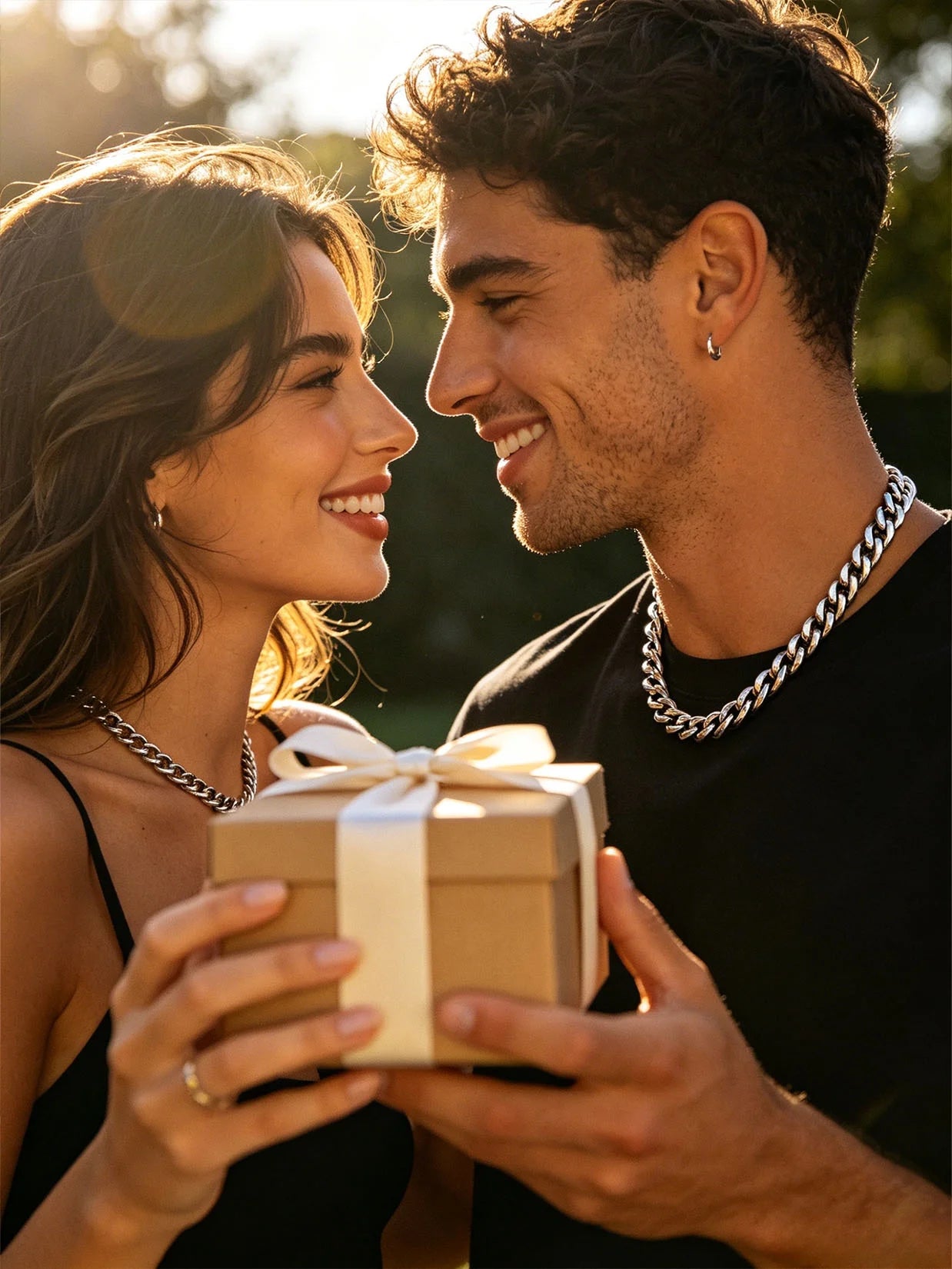 Curb Cuban Link Chain Necklaces for Men Jewelry 28Inch Stainless Steel Color Jewelry Gift for Dad Son