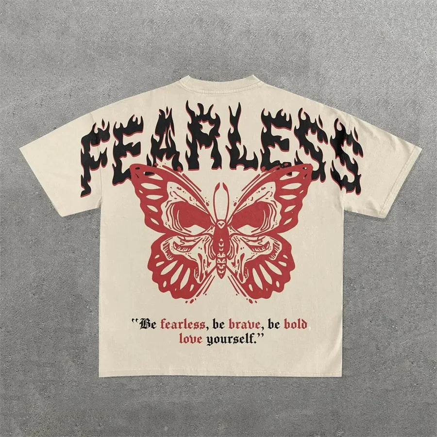 Men'S T Shirts Harajuku Shirt Men Hip Hop Gothic Graphic Print Oversized Cotton Tshirt Punk Short Sleeved Streetwear Casual Tops Tees