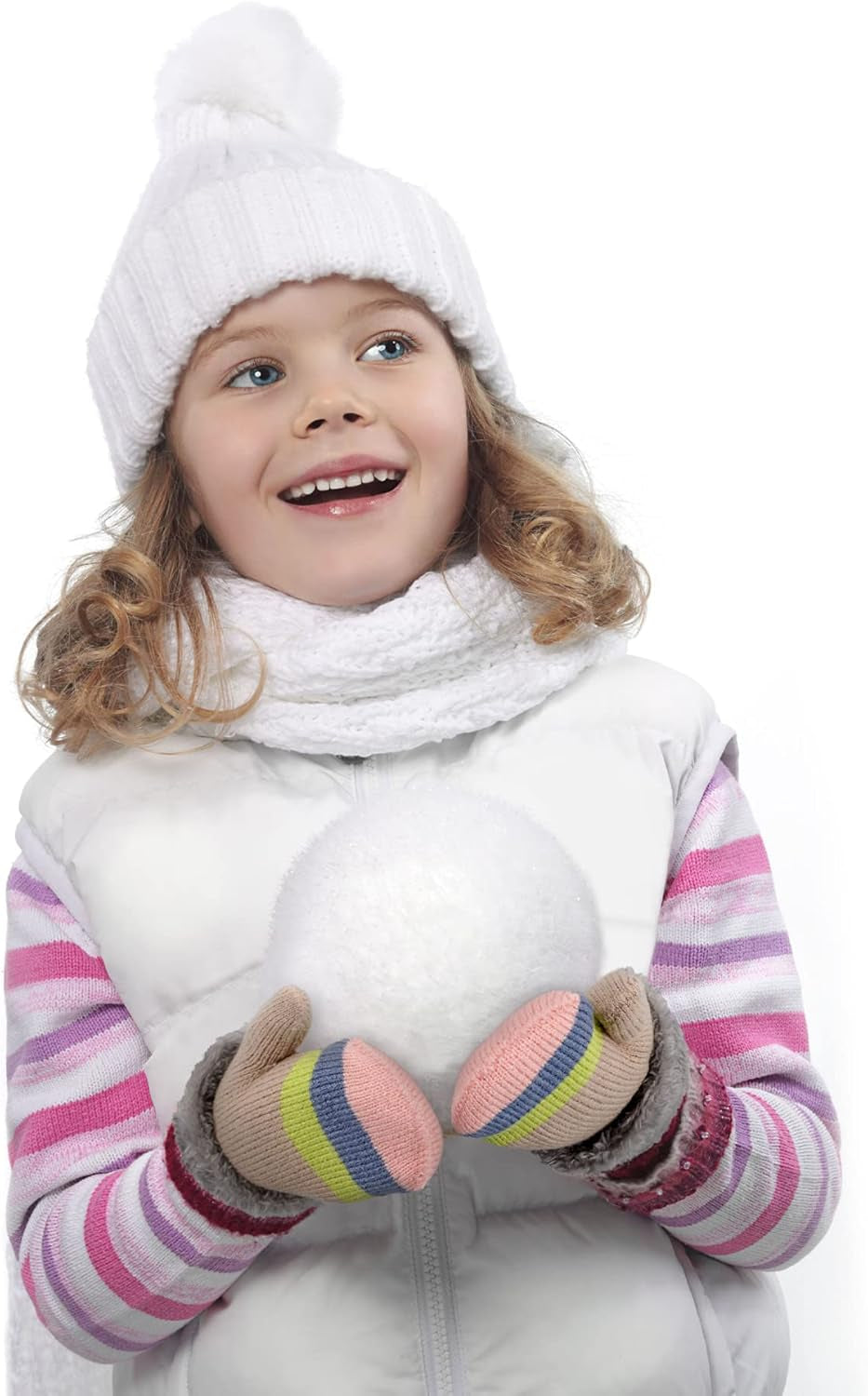 3 Pairs Kids' Sherpa Lined Knit Mittens Boys Girls Winter Gloves