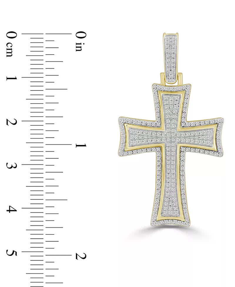 Men'S Diamond Pavé Flared Cross Pendant (1/2 Ct. T.W.) in 10K Gold