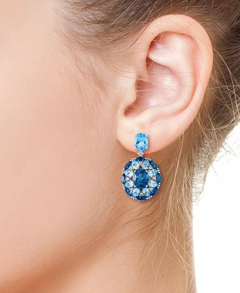 EFFY® Multi-Topaz Cluster Drop Earrings (15-1/10 Ct. T.W.) in Sterling Silver
