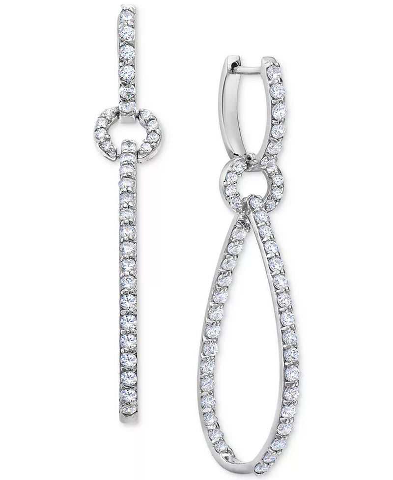 Diamond Elongated Loop in & Out Drop Earrings (2 Ct. T.W.) in 14K White Gold