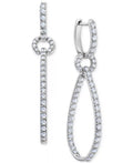 Diamond Elongated Loop in & Out Drop Earrings (2 Ct. T.W.) in 14K White Gold