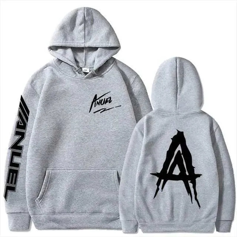 Men'S Hoodies Sweatshirts Autumn Flce Mens Hoodie Anuel AA Real Hasta La Muerte Print Sweatshirt T-Shirt Rapper Loose Pull off Casual Hoodie Top L2605298WO0