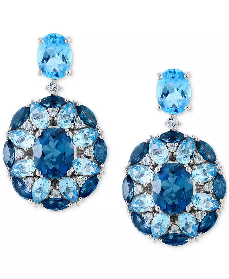 EFFY® Multi-Topaz Cluster Drop Earrings (15-1/10 Ct. T.W.) in Sterling Silver
