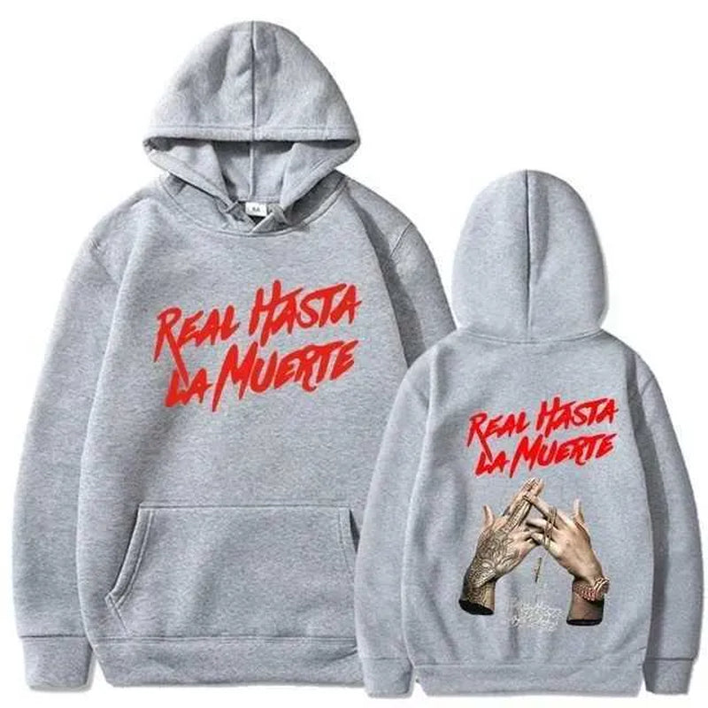 Men'S Hoodies Sweatshirts Autumn Flce Mens Hoodie Anuel AA Real Hasta La Muerte Print Sweatshirt T-Shirt Rapper Loose Pull off Casual Hoodie Top L2605298WO0