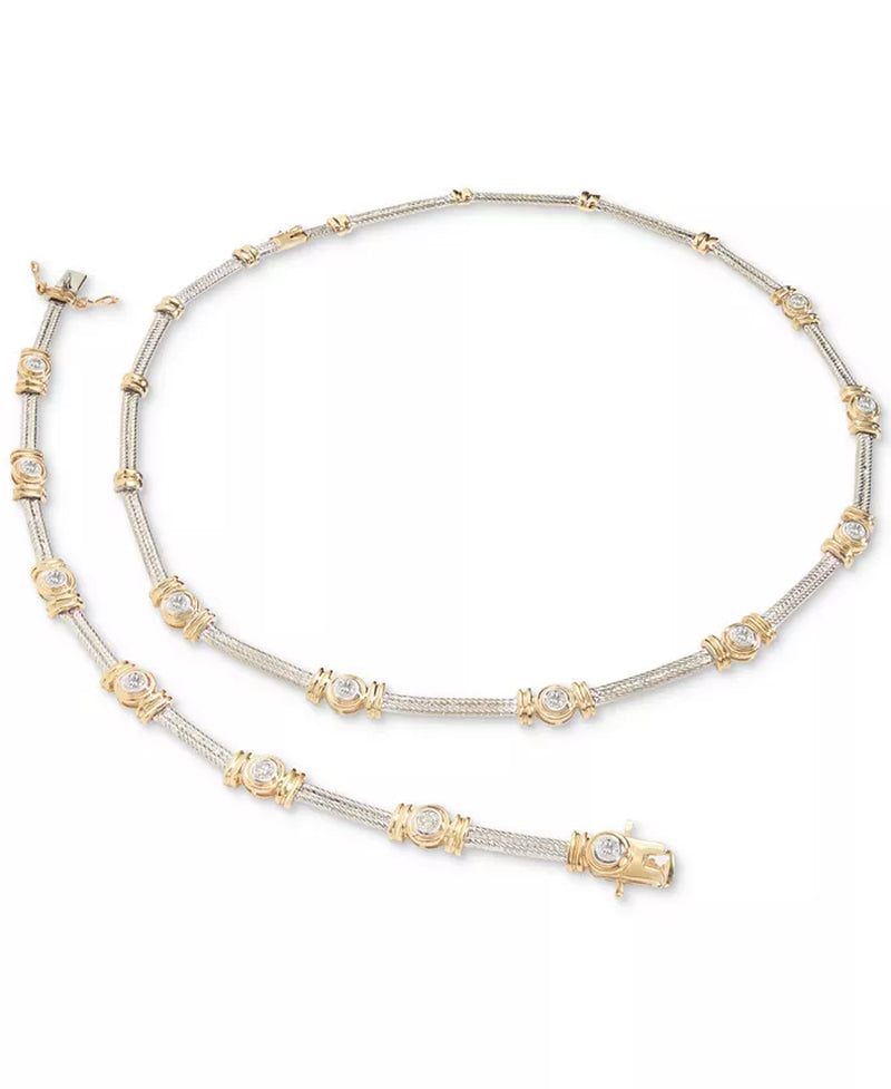 Diamond Necklace (1 Ct. T.W.) in 14K White & Yellow Gold