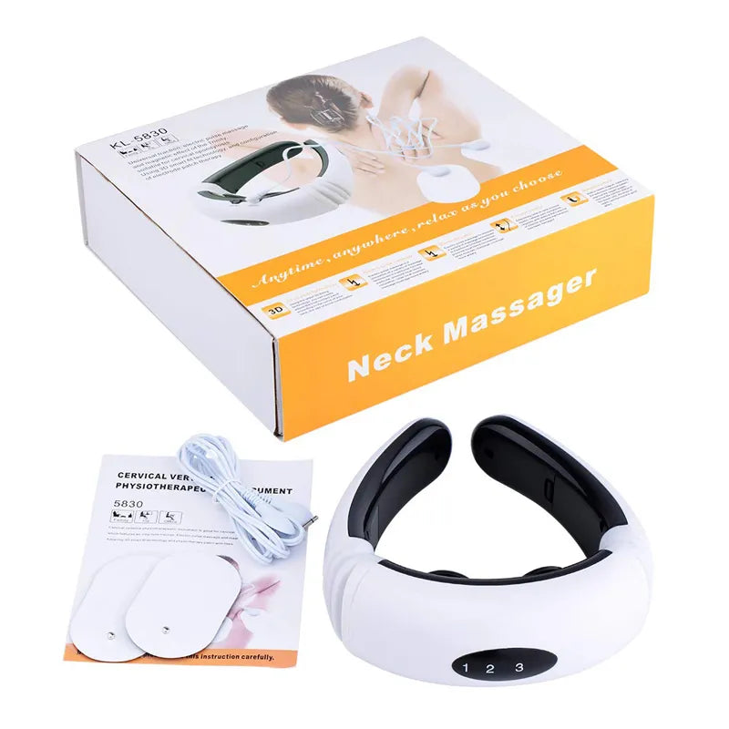Electric Pulse Back and Neck Massager Far Infrared Heating Pain Relief Tool Health Care Relaxation