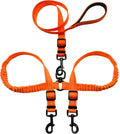 Dual Retractable Dog Leash,Double Dog Leash,Adjustable Tangle Free 360 Swivel Hooks Shock Absorbing Bungee for Two Dogs(Orange,Large)