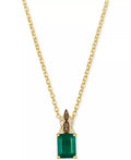 New Emerald (1-1/5 Ct. T.W.) & Diamond (1/10 Ct. T.W.) 19" Pendant Necklace in 14K Yellow Gold