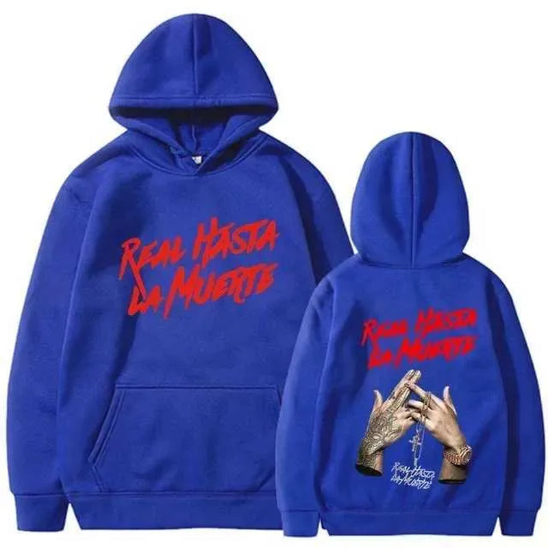 Men'S Hoodies Sweatshirts Autumn Flce Mens Hoodie Anuel AA Real Hasta La Muerte Print Sweatshirt T-Shirt Rapper Loose Pull off Casual Hoodie Top L2605298WO0