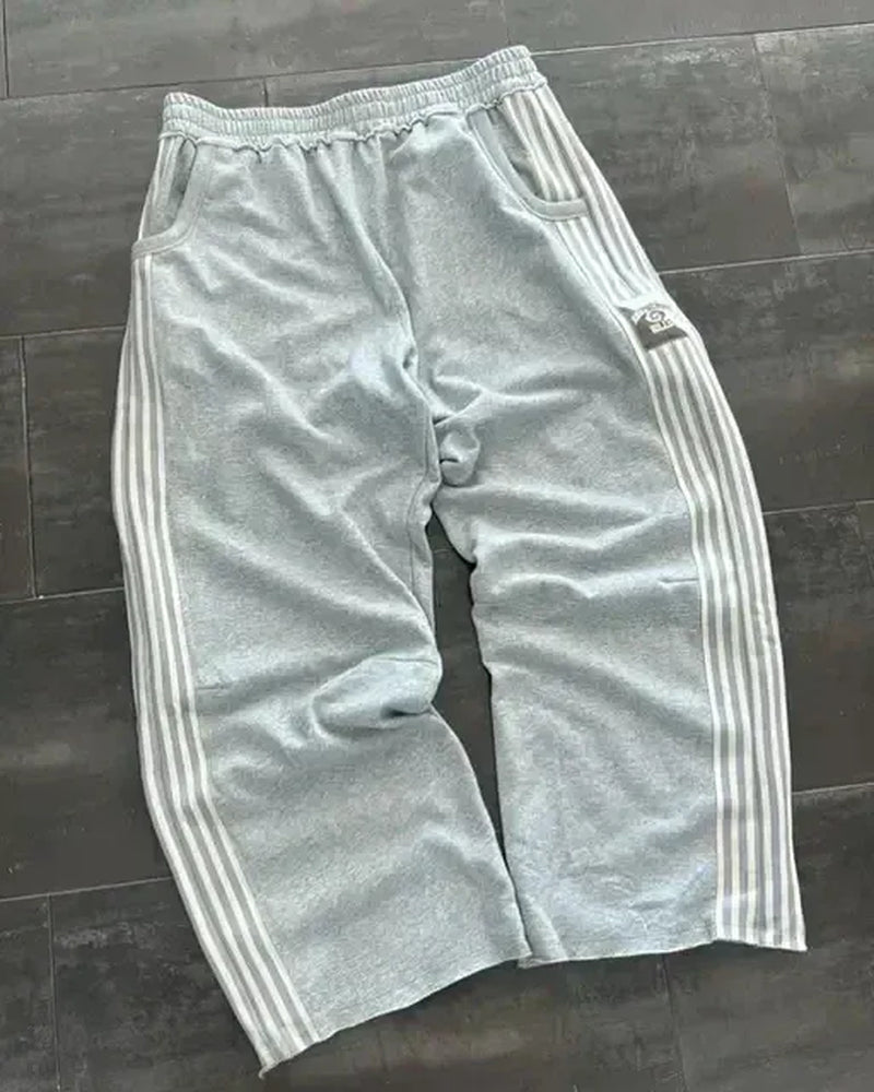 Men'S Pants American Sweatpants Y2K Men Gothic Hip Hop Letter Patch Retro Double Layer Design Baggy Elastic Waist Jogging Casual Hip Hop Sportswear