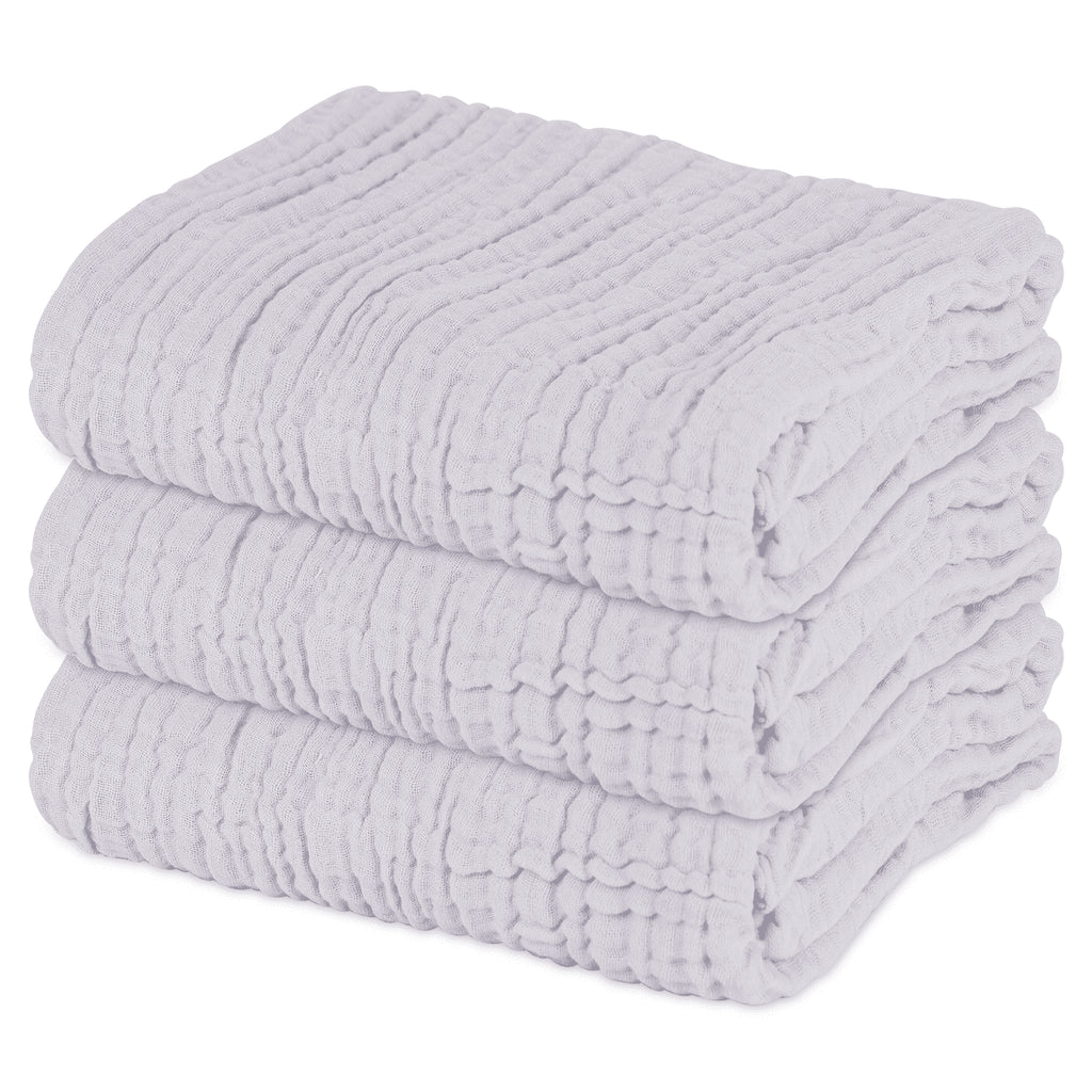 Muslin Baby Bath Towel Soft Muslin Cotton Baby Towel Absorbent 3 Pack 40" X 40" (Grey)