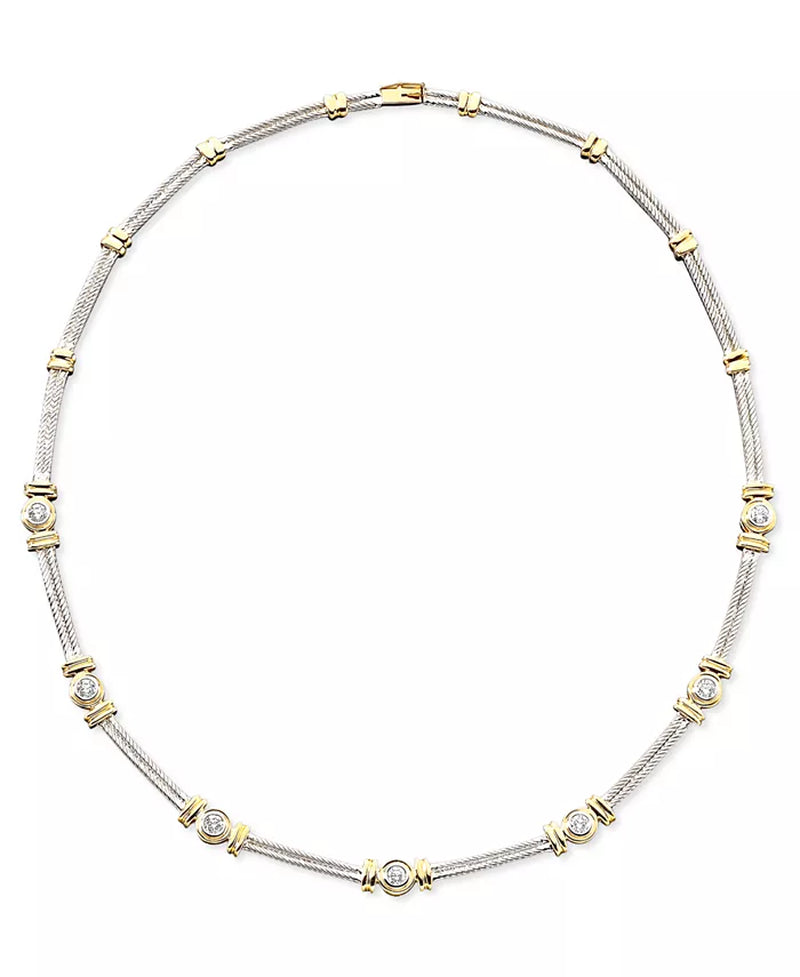 Diamond Necklace (1 Ct. T.W.) in 14K White & Yellow Gold