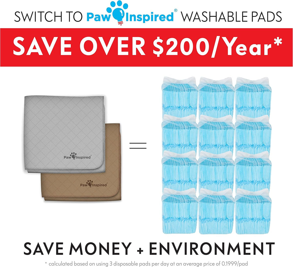 Washable Pee Pads for Dogs (2 Pack), Leakproof, Non-Slip Reusable Puppy Pads for Potty Training, Whelping, Waterproof Mat (41X41 Inch, Pack of 2)