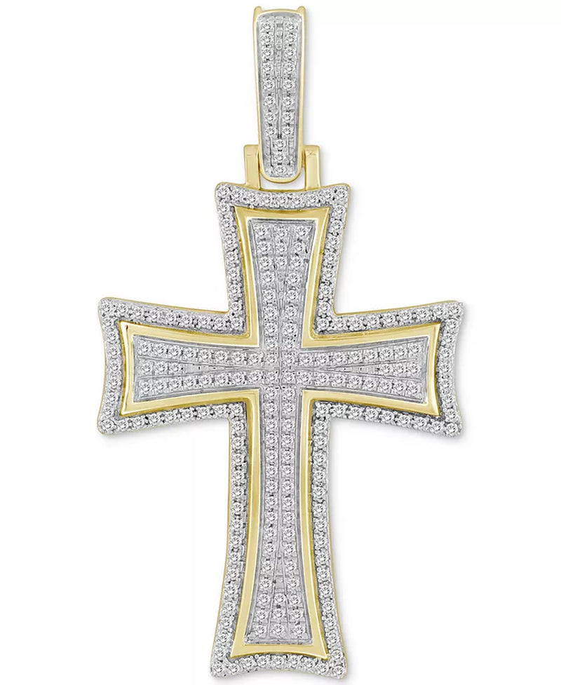 Men'S Diamond Pavé Flared Cross Pendant (1/2 Ct. T.W.) in 10K Gold