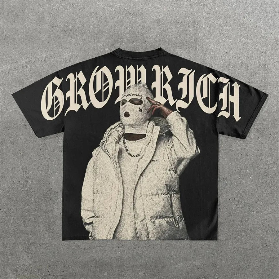 Men'S T Shirts Harajuku Shirt Men Hip Hop Gothic Graphic Print Oversized Cotton Tshirt Punk Short Sleeved Streetwear Casual Tops Tees