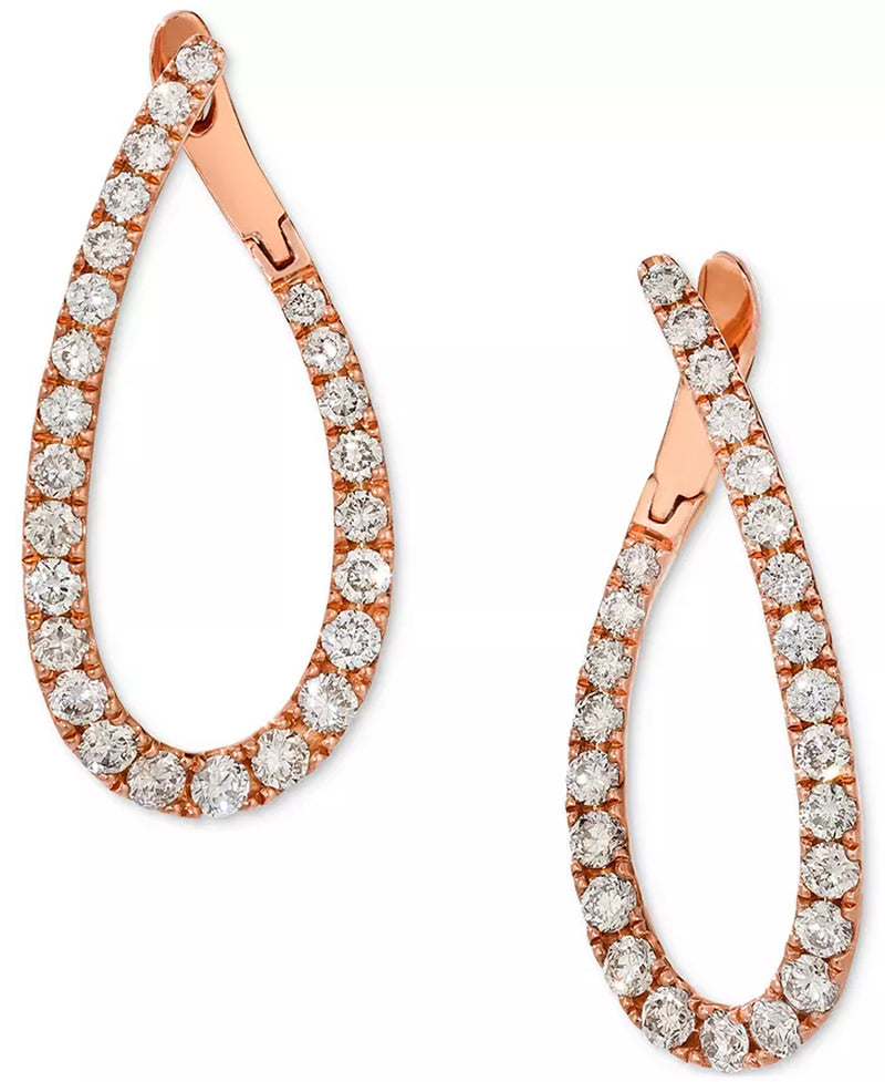 Nude Diamond Teardrop Spiral Hoop Earrings (1-1/2 Ct. T.W.) in 14K Rose Gold