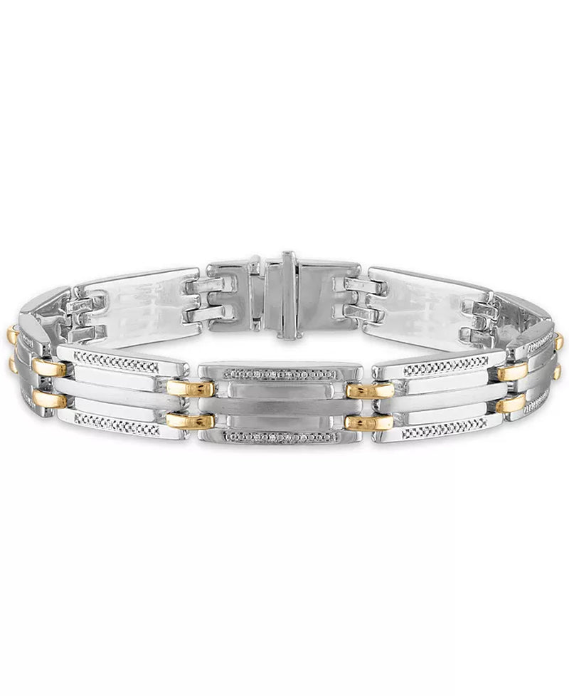 Men'S 1/5 Carat Diamond 8 1/2" Bracelet in 10K Gold and Sterling Silver