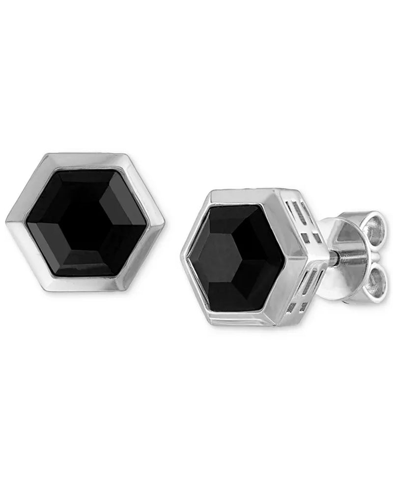 Men'S Icon Black Spinel (1/10 Ct. T.W.) Stud Earrings in Sterling Silver