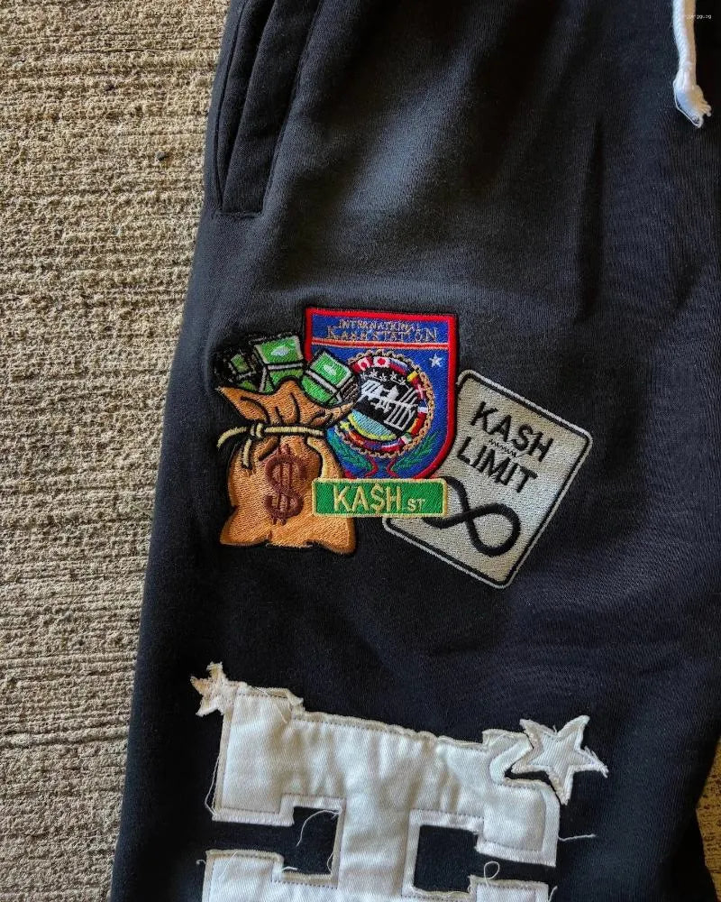 Men'S Pants American Sweatpants Y2K Men Gothic Hip Hop Letter Patch Retro Double Layer Design Baggy Elastic Waist Jogging Casual Hip Hop Sportswear