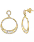 EFFY® Diamond round & Baguette Open Circle Drop Earrings (3/4 Ct. T.W.) in 14K Gold