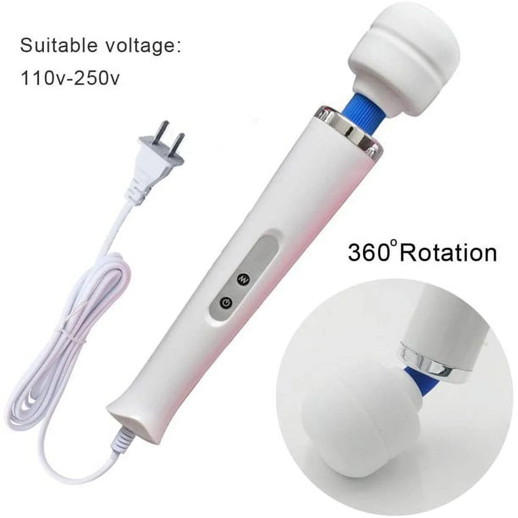 Chainplus Wired Powerful Handheld Wand Massager with 10 Pulse Settings, Personal Total Body Therapy Massager Wand for Sports Recovery, Muscle Aches, Body Pain (White)